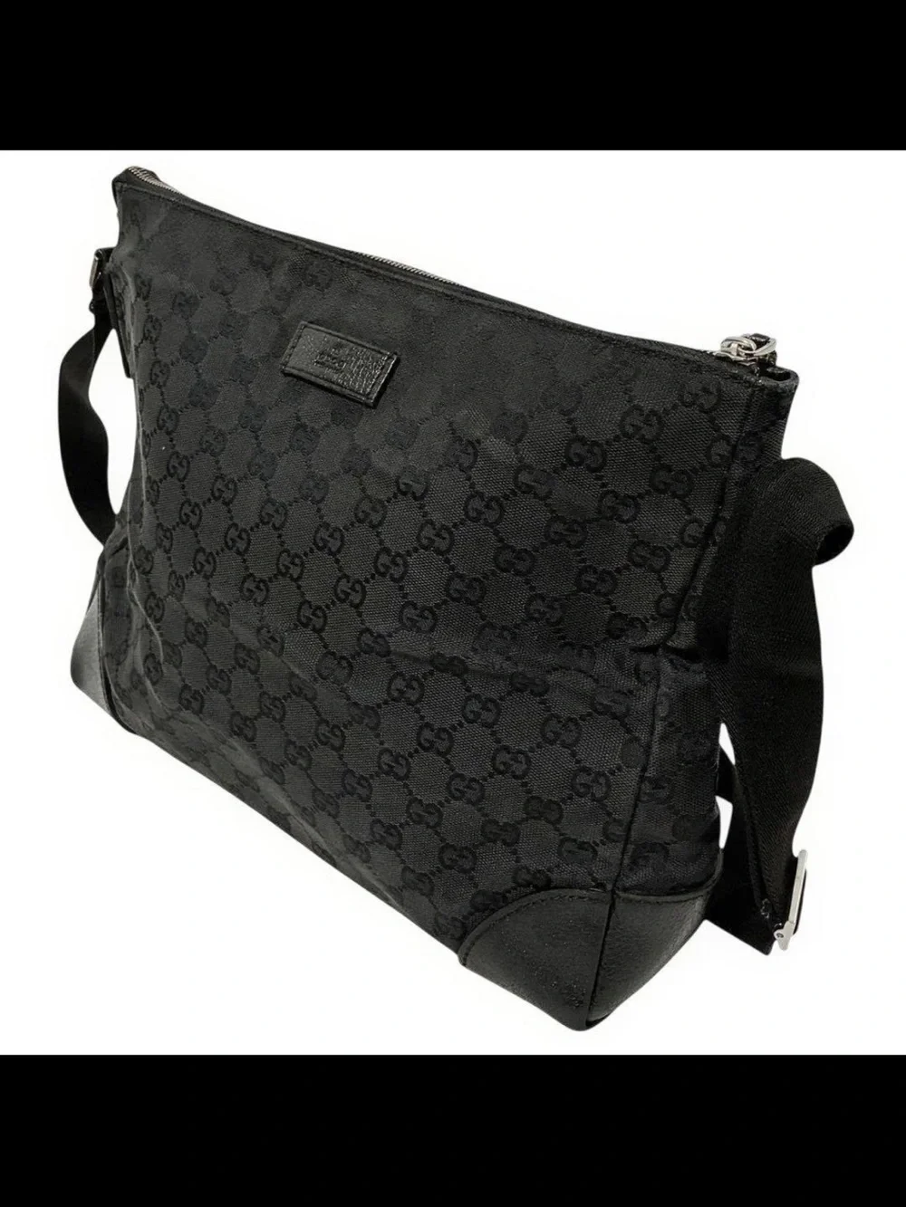 Gucci Black Monogram Shoulder Messenger Bag